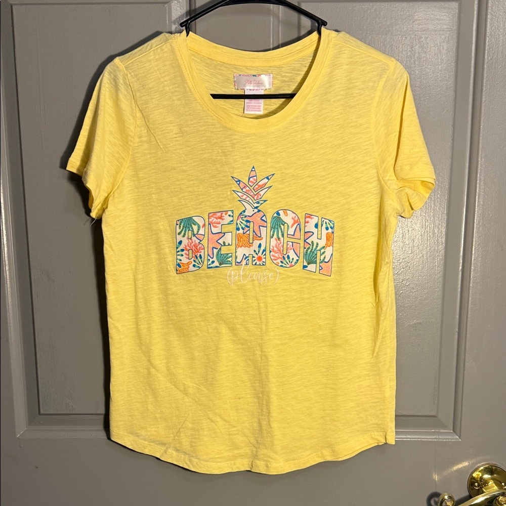 Yellow  Tee with Tropical Print